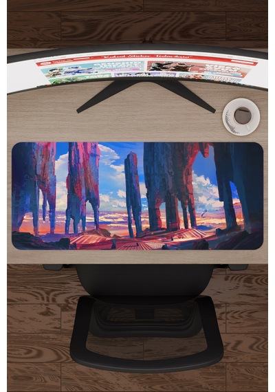 Dijital Çölde Sütunlar V3 70x30 Xl Gaming Kauçuk Kaymaz Taban Mouse Pad Fare Altlığı
