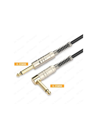 6.35mm Mono Düz - 6.35mm 1/4 İnç Erkek Dik Açı Ses Kablosu 2 Met.