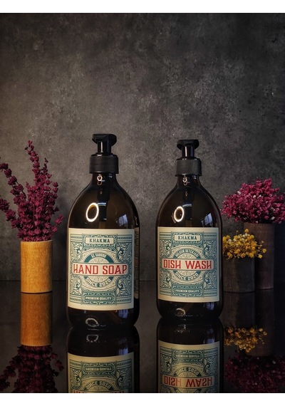 Khakma 500 Ml Amber Renkli 2'li Vintage Cam Sabunluk Seti