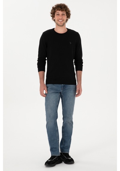 U.S. Polo Assn. Erkek Slim Fit Bisiklet Yaka Siyah Basic Kazak 50313713-VR046