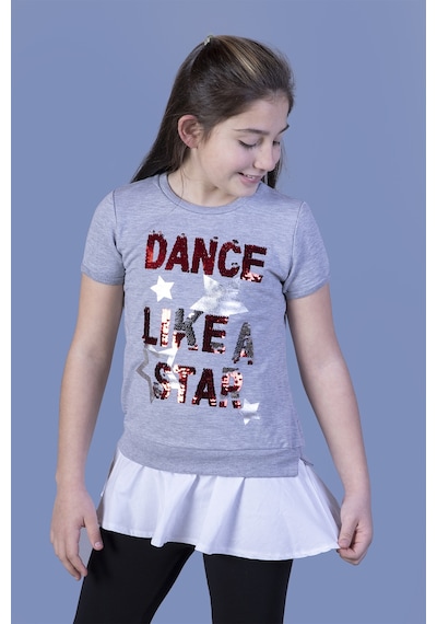 Toontoy Kids Toontoy Kız Çocuk Dance Pul Nakışlı Tişört Siyah