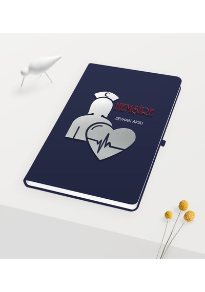 Kişiye Özel Hemşire Temalı Lacivert Defter - 4 Lacivert