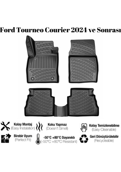 Ford Tourneo Courier 2024 Ve Sonrası İle Uyumlu Araca Özel 3d Havuzlu Paspas Takımı A+ Kalite 1 Adet