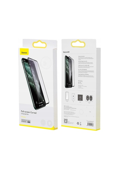 Baseus 0.25Mm Apple Uyumlu   iPhone 11 Pro- Xs-X 3D Curved Full Kaplama Kırılma Siyah