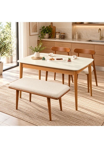 Ganni Home Bergamo Kitabeli Yemek Masası Krem Ceviz Açılabilir, Modern Ve Şık Tasarım Krem-ceviz Ganni Home Bergamo Kitabeli Yemek Masası Krem Ceviz Açılabilir, Modern Ve Şık Tasarım Krem-ceviz