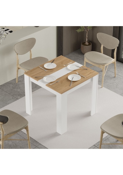 Aven Yemek Masası 80x80 Sepet-beyaz Ave20-sw Sepet Ceviz - Beyaz
