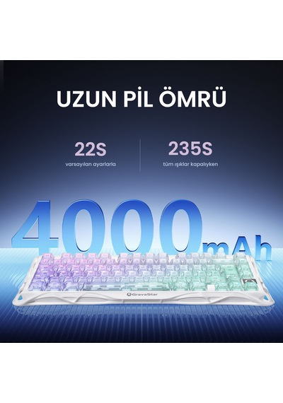 Gravastar Mercury K1 Lite Mekanik Gaming Klavye Ve M2 Kablosuz Optik Mouse Seti, Crystal Aurora