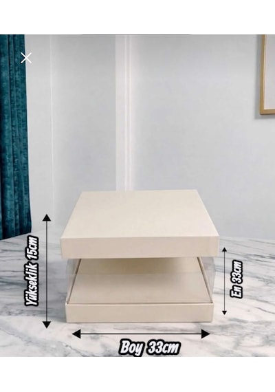 Asetat Gelin Damat Çeyiz Bohça Kutusu Fil Dişi Şeffaf Katlanabilir Demonte Küçük Boy 33 33 15cm 1adet