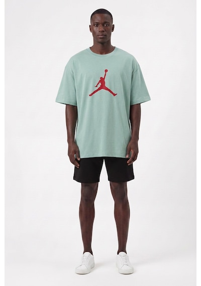 Lixa Günlük Spor Tişört Air Jordan Su Yeşili Kırmızı Baskı Oversize 142582 SİYAH