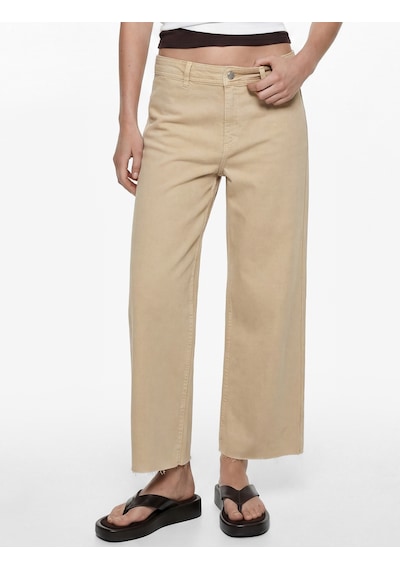 Koton Normal Bel Rahat Kalıp Kesik Paça Jean Pantolon - Culoette Jean Bej 6sal40004mw Ekru