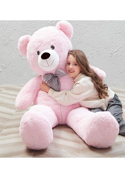 160 Cm Papyonlu Peluş Ayı-dev Boy-sevgiliye Özel Hediye - Yerli Pembe