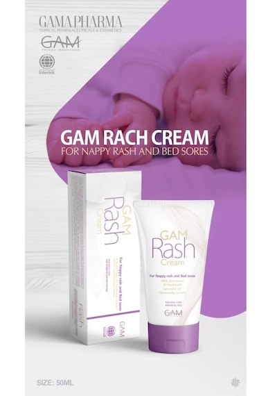 Gam Rash Kremi Pişik Önleyici Krem 50ml, Zeytin Yağı, Vitamin E, D-pantenol, Papatya Ekstresi