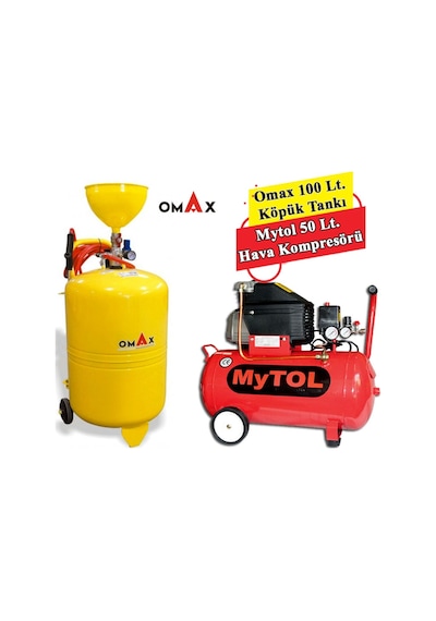 Omax 100 Litre Köpük Tankı Ve Mytol 50 Litre Hava Komresörü 8 Bar