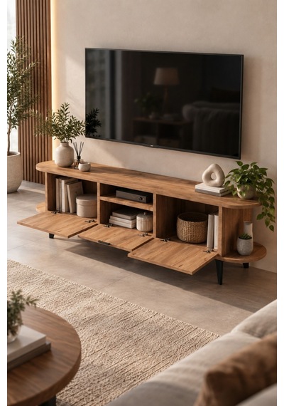 Sulorahome Siyah Suntalam Tv Sehpası 160x35 Cm Metal Ayaklı Modern Konsol