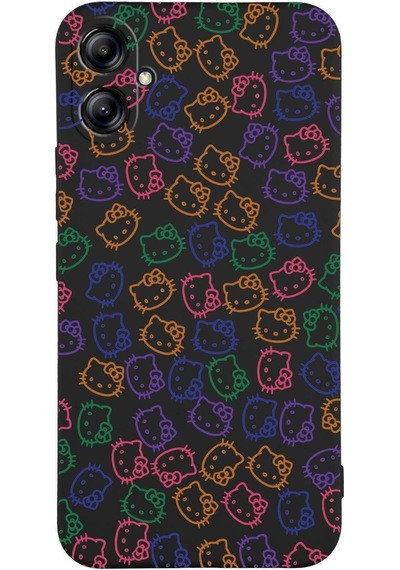 Samsung Galaxy A05 Uyumlu Lansman Kılıf Hello Kitty Tasarımlı Içi Kadife Kapak-siyah Çok Renkli