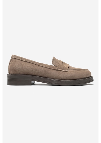 Luvishoes Luvi Shoes Pline Vizon Süet Hakiki Deri Kadın Loafer Ayakkabı Vizon