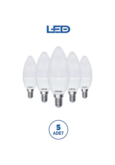 Rtl02111-5 Rother Led Mum Avize Ampul 6w E14 470 Lümen 4500k Gün Işığı Enerji Tasarruflu Ampul 5 Ade