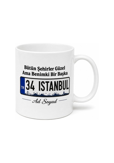 Bütün Şehirler Güzel Ama Benimki Bir Başka Plakalı Kahve Kupası Hediye Beyaz / Çok Renkli