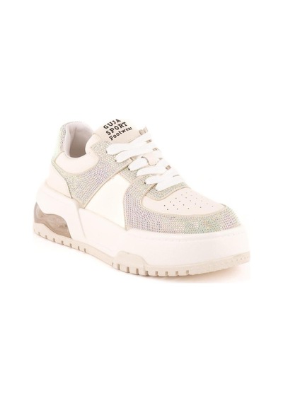 Guja 24k319-3 Kalın Taban Taşlı Kadın Sneakers Spor Ayakkabı Beyaz