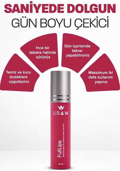 Uraw Full Lips Dolgun Görünüm ve Işıltı Etkili Dudak Dolgunlaştırıcı 10 ML