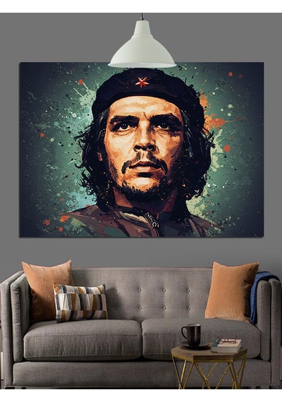 Küba Lideri Che Guevara Portresi Dekoratif Kanvas - Mdf Ahşap Tablo