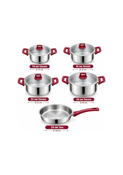 Gülsan Gülsu Çelik Tencere Seti 9 Prç Inox