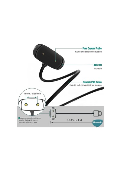 Amazfit T-rex 2 İçin Manyetik Usb Şarj Kablosu Siyah T-rex 2 İle Uyumlu Şarj Kablosu - Siyah Çok Renkli