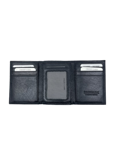 Kayader Collection %100 Hakiki Deri Dikey Katlanır Erkek Cüzdan & Kartlık Şeffaf Kimlik / Ehliyet Pencereli Cüzdan Siyah