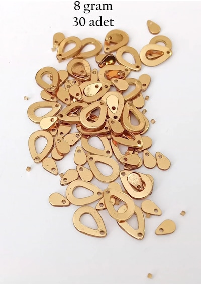 Oya Abiye Bileklik Kolye Pleksi Metalik Plastik Pul Altın Renk 8 Gram 30 Adet - Bnc496