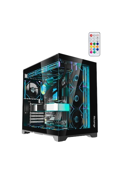 Revenge Supernova x7 ARGB Fanlı ATX Temperli Cam Panel Akvaryum Kumandalı Gaming Bilgisayar Kasası Siyah