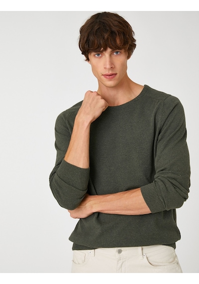 Koton Basic Triko Kazak Bisiklet Yaka Dar Kesim Haki 3wam70013ht 3WAM70013HT801 Haki
