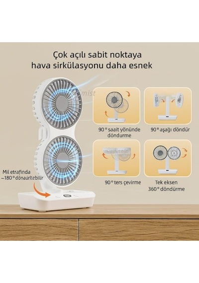Çeşithane Şarjlı Masaüstü Vantilatör 360 Derece Ayarlanabilir Fan