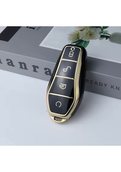 Byd Atto 3 Ev Siyah-gold Anahtar Kılıfı