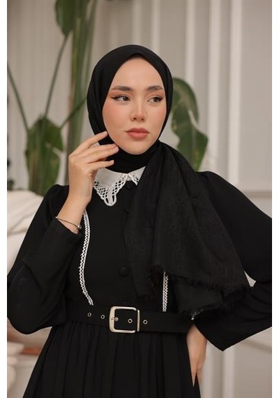 D Desen Şal Siyah Çok Renkli