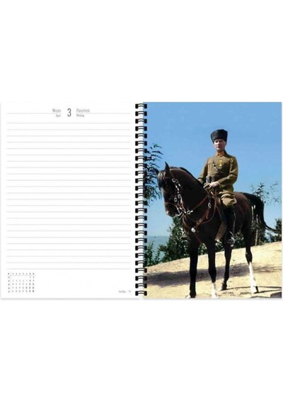 17 24 Atatürk Günlük Spiralli Ajanda - Başkomutan Çok Renkli