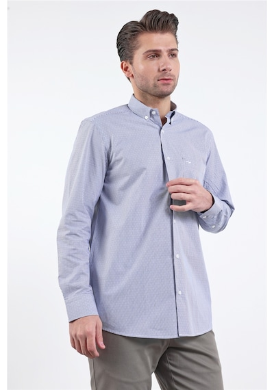 İmza Beyaz - Lacivert Düğmeli Yaka Uzun Kol Cepli Comfort Fit Pamuk Gömlek 1004260170 M İmza Beyaz - Lacivert Düğmeli Yaka Uzun Kol Cepli Comfort Fit Pamuk Gömlek 1004260170 M