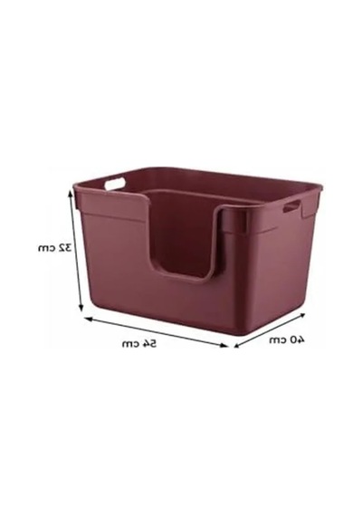 Yarı Açık Bordo Kedi Tuvaleti 54x40x32 Cm, Rahat Kullanım Açık Ahşap