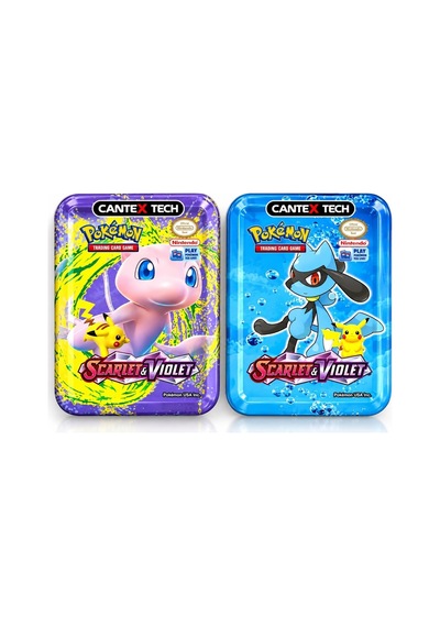 Cantex Tech Pokemon Scarlet & Violet Metal Kutu Karışık Gönderilir 2 Kutu 70-100 Kart Booster V-max - V-star - Standart Kart