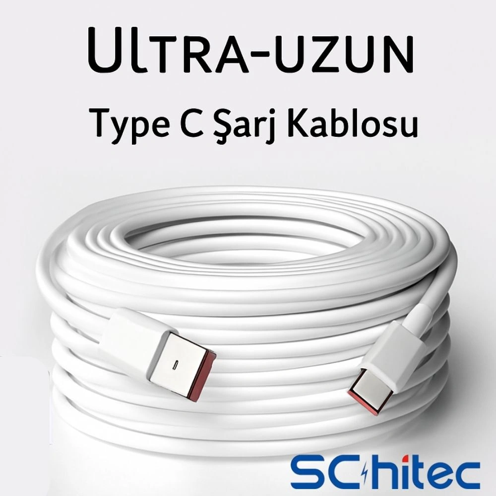 Schitec 3a 60w Usba To Type-c Hızlı Data Ve Şarj Kablosu 2 Metre Beyaz X73