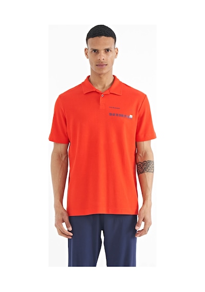 Tommylife Tommy Life Fiesta Yazı Baskılı Standart Form Polo Yaka Erkek T-shirt - 88236 Kirmizi