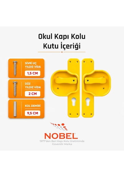 10 Adet Okul Kapı Kolu Kreş, Anaokulu Ve Sınıf Kapıları İçin Çocuk Korumalı Emniyetli Dayanıklı Plastik Kapı Kolu - Sarı