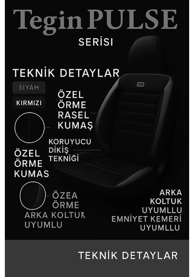 Bmw 5 Serisi E34 1988-1996 Pulse Serisi Raşel Siyah Koltuk Kılıfı