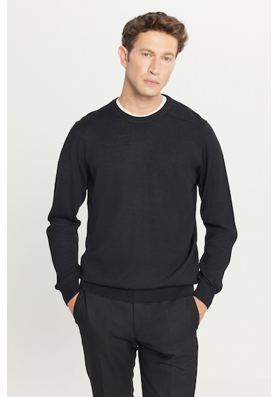 AC&Co / Altınyıldız Classics Erkek Sıyah Yünlü Standart Fit Normal Kesim Bisiklet Yaka Triko Basic Kazak Siyah AC&Co / Altınyıldız Classics Erkek Sıyah Yünlü Standart Fit Normal Kesim Bisiklet Yaka Triko Basic Kazak Siyah