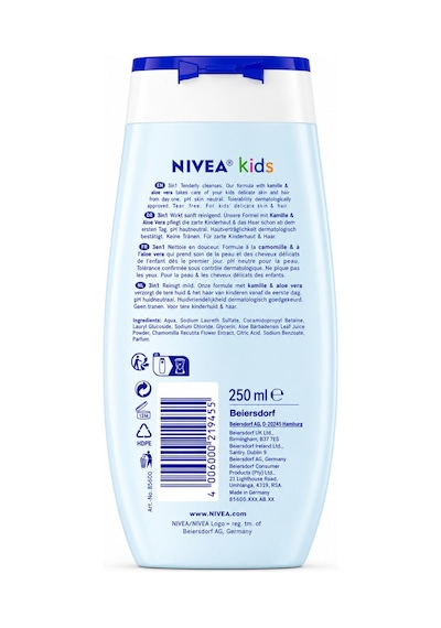Nivea Çocuk Şampuanı ve Duş Jeli 250 Ml Göz Yakmayan Ekstra Yumuşatıcı Formül