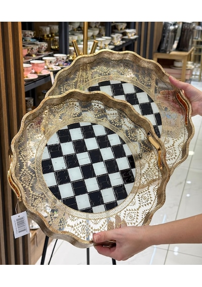 2li Damas Dantel Lüks Tepsi-5220 Çok Renkli