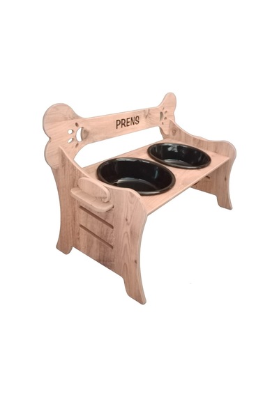 Köpek Su Ve Mama Standı-özel Isim Baskı-meşemdf-kademelikemik-büyükırk-seramiksiyahkase-2 1000ml