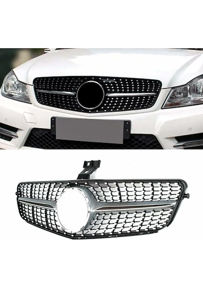 Mercedes C Serisi W204 Diamond Ön Panjur Izgara Seti Krom-siyah 2