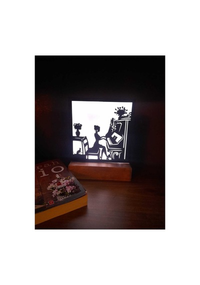 Işıklı Kişiselleştirilmiş Dekoratif Piyano Çalan Kız Gece Lambası Beyaz - 746651139 Beyaz