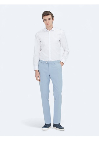 Kip Beyaz Düz Slim Fit Uzun Dokuma Klasik %100 Pamuk Gömlek