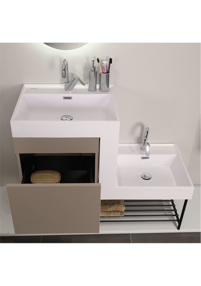 Kobos Up-down 100 Cm Banyo Dolabı Seti Latte Açık Kahverengi Kobos Up-down 100 Cm Banyo Dolabı Seti Latte Açık Kahverengi